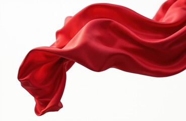 Aufkleber - Red silk fabric flying in wind. Abstract elegant cloth wave motion. Smooth satin textile in motion. Beautiful wavy background. Red fashion texture. Luxury design.