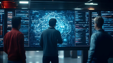 Team Analyzing Data On Large Screens