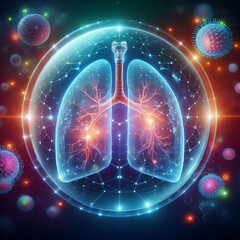 abstract background with glowing lungs