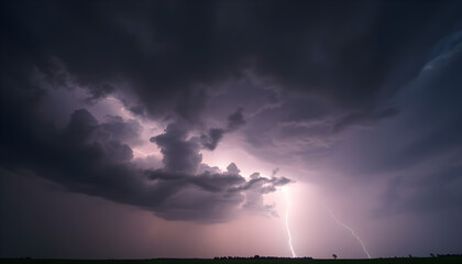 Wall Mural - lightning bolt hitting through a cloudy sky