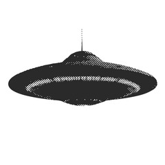 Wall Mural - ufo flying saucer halftone grunge vector design element