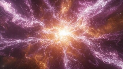 Wall Mural - vibrant cosmic energy explosion in space with bright center and flowing plasma streams.