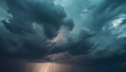 Wall Mural - large cloud with a lightning bolt in the middle of it