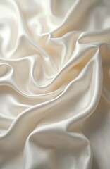 Aufkleber - Close-up white satin fabric texture. Elegant, soft textile with smooth wave pattern. Luxury bridal wedding design background. Perfect for fashion, interior decor concepts.