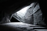 Gothic cave where shadow figures use ancient tech to hack digital vaults