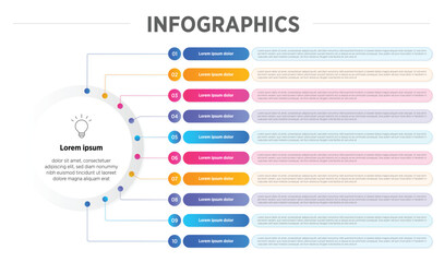 Wall Mural - Presentation Vector infographic label design with circle infographic template design 10 options or steps. Can be used for process diagram, presentations, workflow layout, banner, info graph.