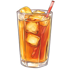 Wall Mural - iced tea cartoon isolated on white background full depth of field