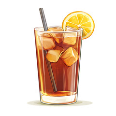 Wall Mural - iced tea cartoon isolated on white background full depth of field