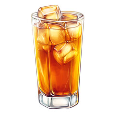 Wall Mural - iced tea cartoon isolated on white background full depth of field