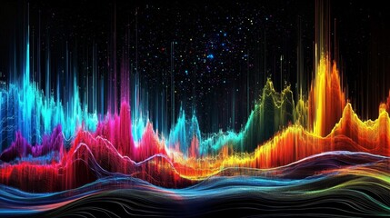 Wall Mural - Exploring sound wave patterns through stunning color displays.