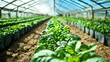 © Panpatsa - A vibrant view of an organic greenhouse filled with healthy rows of plants.