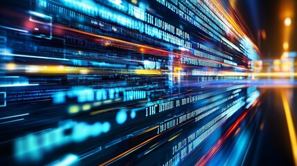 Wall Mural - Abstract depiction of rapid technology flow showcasing speed and efficiency.