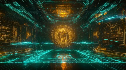 Wall Mural - Futuristic design elements blending technology and artistic abstraction.