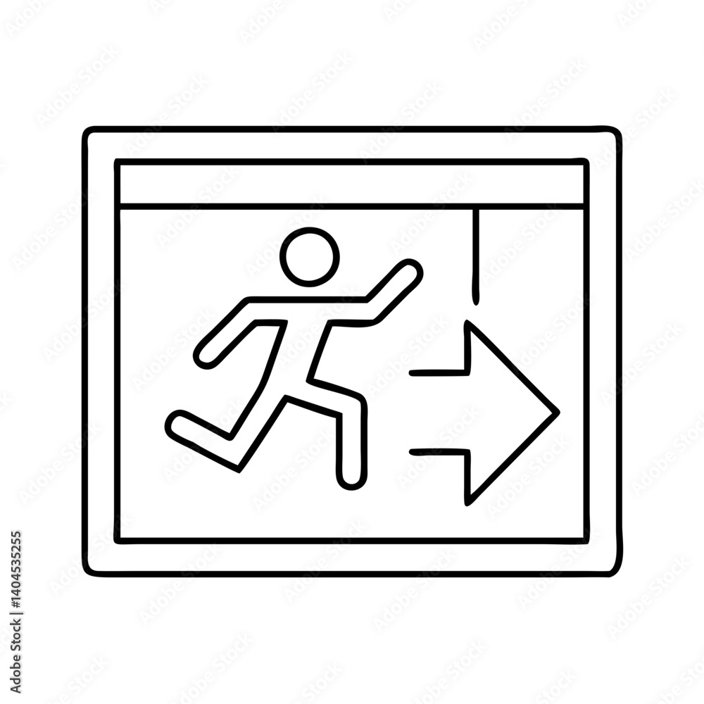 emergency exit sign icon, emergency exit sign line art - simple line ...