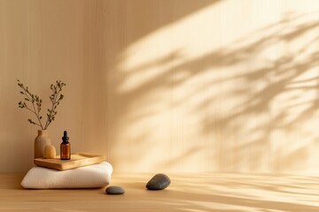 Aufkleber - Mindful Minimalism Zen-Inspired Wellness Sanctuary with Soft Natural Light, Organic Self-Care Essentials and Holistic Healing Elements for Modern Stress Relief
