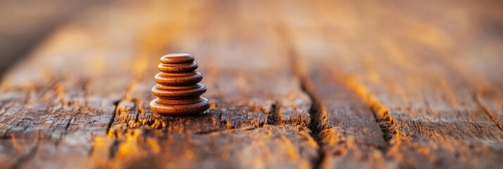 Aufkleber - Zen Mindfulness Stones Minimalist Wellness Meditation Stack on Rustic Woodgrain - Transformative Mindset Coaching and Holistic Balance Imagery