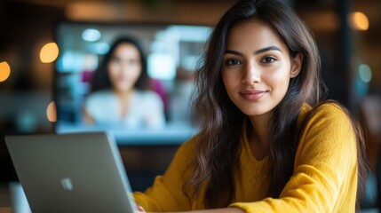 Leinwandbilder - Hybrid Workforce Revolution Empowered Gen Z Professional in Vibrant Co-working Space Leveraging Digital Collaboration and Inclusive Tech Environments