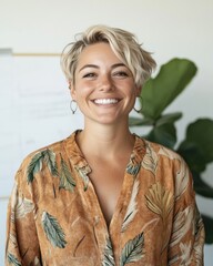 Leinwandbilder - Inclusive Leadership Redefined Empowering Remote Work Aesthetics with Warm, Authentic Professional Presence and Botanical Corporate Style