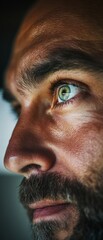 Fototapete - Next-Gen Sustainability Insights Intense Professional Gaze Reveals Carbon Tracking Precision in Eco-Conscious Logistics Analytics