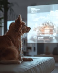 Aufkleber - Futuristic Pet Care Revolution Smart Home AI Dashboard Transforms Companion Animal Monitoring with Holographic Wellness Technology for Connected Living