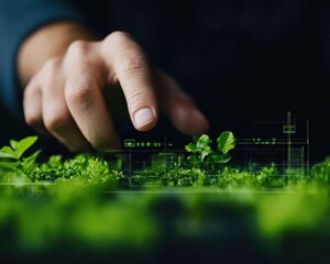 Poster - Eco-Tech Innovation Sustainable Growth Visualization with Digital Interface - Pioneering Green Technology and Environmental Design for Circular Economy Solutions