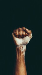 Poster - Defiant Solidarity Gen Z Activism Meets Minimalist Design - Empowering Social Justice Narrative Through Raw, Textural Raised Fist Imagery