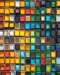 Aufkleber - Chromatic Digital Wellness Geometric Nutrition App UI Design Mosaic - Innovative Health Tracking Visualization for Tech-Empowered Lifestyle