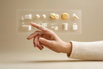 Aufkleber - Minimalist Tech Wellness Intuitive Digital Interface Showcasing Holistic Health Selection through Elegant Augmented Reality Interaction