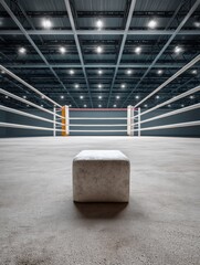 Poster - Minimalist Combat Arena Industrial Design Meets Premium Sports Performance - Next-Gen Athletic Venue Visualization for Elite Competition Branding