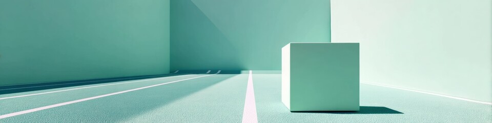 Aufkleber - Minimalist Design Landscape Geometric Architectural with Soft Sage Palette - Contemporary Urban Visualization for Creative Digital Branding