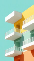 Aufkleber - Urban Minimalist Living Contemporary Geometric Apartment Design Showcasing Pastel Color Architecture, Innovative Sustainable Housing Solutions for Modern Metropolitan Lifestyles