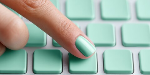 Leinwandbilder - Mint Digital Recovery Minimalist Tech Empowerment Visualizing Instant Business Restoration through Sleek Keyboard Interaction and Ergonomic Innovation