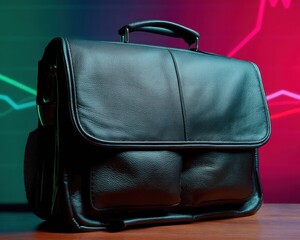 Leinwandbilder - Sleek Digital Nomad Leather Briefcase Premium Hybrid Workspace Solution for Modern Professionals Balancing Tech and Tradition in Flexible Work Environments
