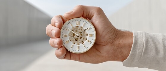 Aufkleber - Minimalist Time Management Mastery Precision Engineered Mechanical Clock Representing Productivity, Efficiency, and Strategic Personal Performance