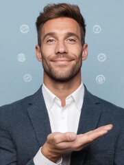 Leinwandbilder - Next-Gen Business Confidence Dynamic Professional Showcasing Quality Assurance with Minimalist Digital Verification Icons - Corporate Trust and Innovation Branding