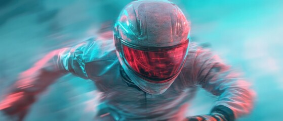 Poster - Cybernetic Performance Dynamics Next-Gen AI Racing Visualization with Kinetic Motion Blur - Futuristic Technological Innovation in High-Speed Competitive Environments