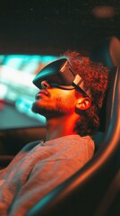 Leinwandbilder - Immersive Learning Revolution Gen Z Professional Experiencing Cutting-Edge VR Training Simulation with Atmospheric Lighting and Next-Generation Skill Development Technology
