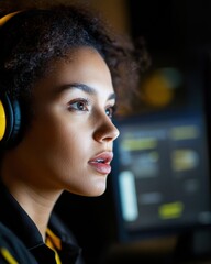 Fototapete - High-Performance Tech Dispatch Next-Gen Crisis Communication Professional Capturing Critical Moments in Urban Emergency Response Environment