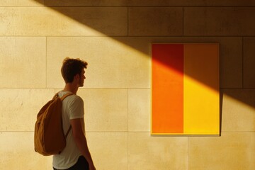 Aufkleber - Minimalist Urban Data Visualization Geo-Aesthetic Climate Infographic in Warm Golden Tones - Digital Insights for Modern Environmental Awareness