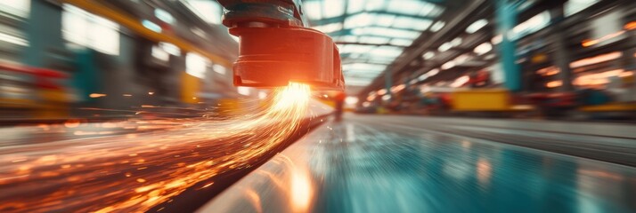Aufkleber - Hyper-Dynamic Industrial Precision Next-Gen Manufacturing Motion Blur Showcasing High-Velocity Technological Innovation in Advanced Production Environments