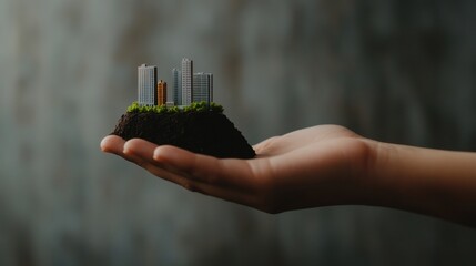 Poster - Urban Metamorphosis Miniature City Landscapes Transforming Real Estate Marketing with Sustainable Development and Innovative Resettlement Solutions