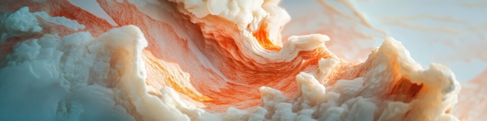 Fototapete - Ethereal Cloud Fusion AI-Generated Immersive Digital Art Exploring Organic Fluid Dynamics, Soft Pastel Color Transformation in Cinematic
