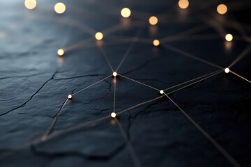 Fototapete - Quantum Blockchain Connectivity Illuminated Digital Network Visualization for Cybersecurity Innovation, Next-Gen Financial Technology Breakthrough