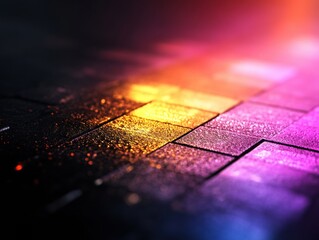 Aufkleber - Neon Gradient Pixel Landscape Immersive Digital Texture Design Showcasing Cyberpunk Aesthetics and Cutting-Edge Visual Technology for Creative Industries