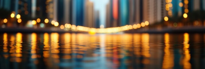 Aufkleber - Urban Luminescence Dubai Marinas Immersive Nightscape - Cinematic Architectural Panorama Showcasing Metropolitan Elegance and Cutting-Edge Urban Design Innovation