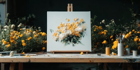 Poster - Botanical Artistry National Rubber Eraser Day Inspirational Studio Scene - Sustainable Creative Workspace Celebrating Spring Art and Design