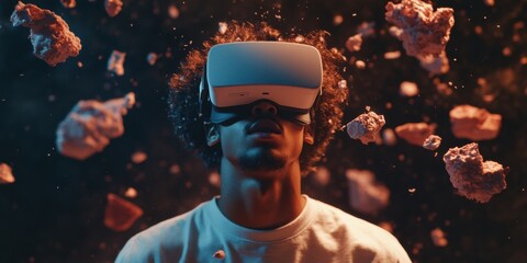 Leinwandbilder - Immersive AI Learning Next-Gen Gen Z Professional Exploring Metaverse Boundaries with VR, Dynamic Mixed Reality Training Experience for Innovative Digital Workforce