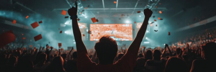 Aufkleber - Immersive Esports Revolution Gen Z Gaming Community Celebrating Digital Performance Spectacle with High-Energy Arena Experience and Collective Passion