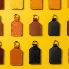 Aufkleber - Minimalist Travel Essentials Vibrant Color-Block Leather Luggage Tags - Modern Organization Solutions for Digital Nomads and Global Professionals