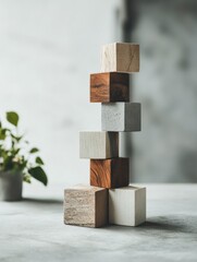 Aufkleber - Minimalist Wellness Blocks Balanced Texture Story of Holistic Design - Mindful Architecture and Architectural Metaphor for Personal Growth Strategy